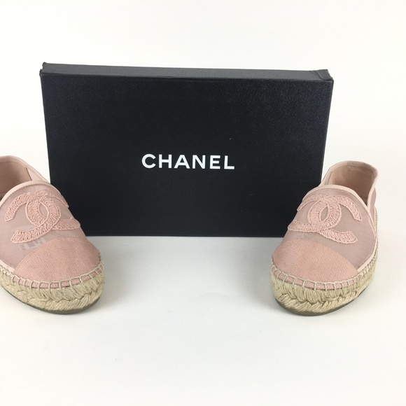 chanel pink mesh espadrilles